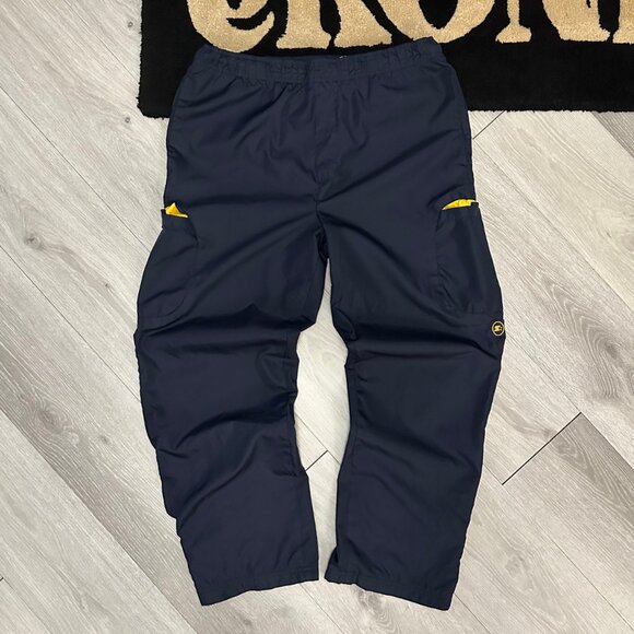 Vintage Starter Men's Navy Blue Baggy Flare Cargo Track Pants - Size Small - Picture 2 of 7
